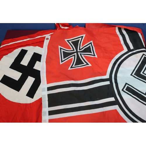 198 - Handstitched cotton German Third Reich type flag, and another modern example (2)