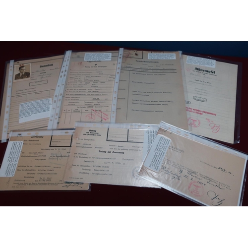 199 - Collection of German WWII paperwork relating to NSDAP, personal documents from the file of Bruno Tan... 