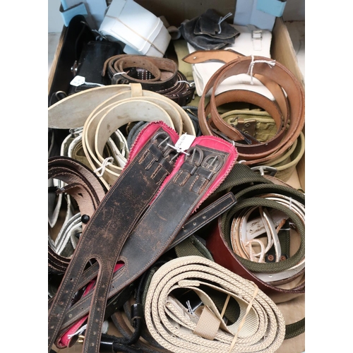 212 - Large selection of various mostly British military belts, hangers, crossbelts, puttees/gators, etc