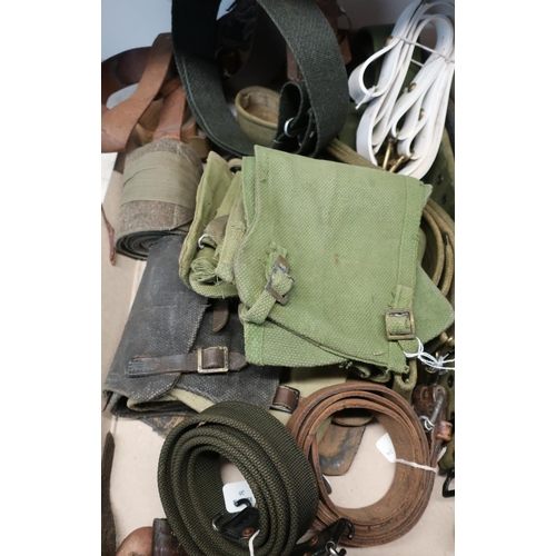 213 - Quantity of various assorted military and other belts, gators/puttees, etc