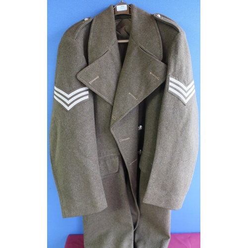 255 - Army Sergeant's 1951 pattern great coat, size 9 by Prices Tailors 1953