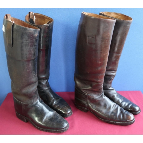 256 - Two pairs of military style leather high boots