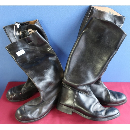 257 - Two pairs of military style black leather high boots