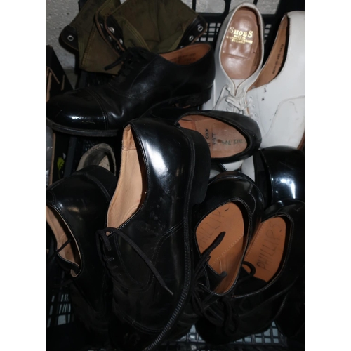 259 - Selection of various military issue footwear including boots, dress uniform shoes, jungle boots etc