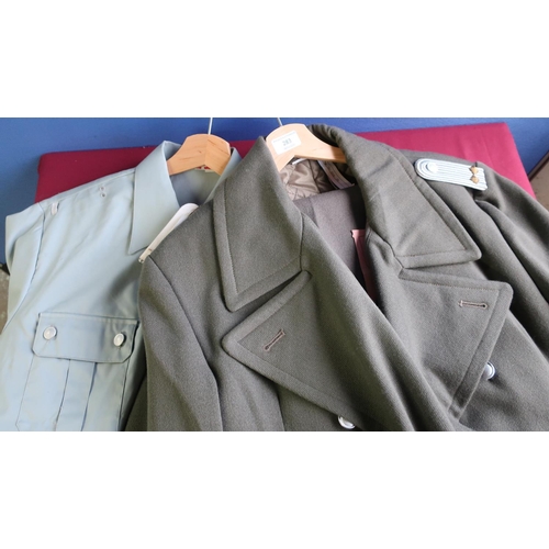 283 - Post war German military overcoat, trousers and shirt