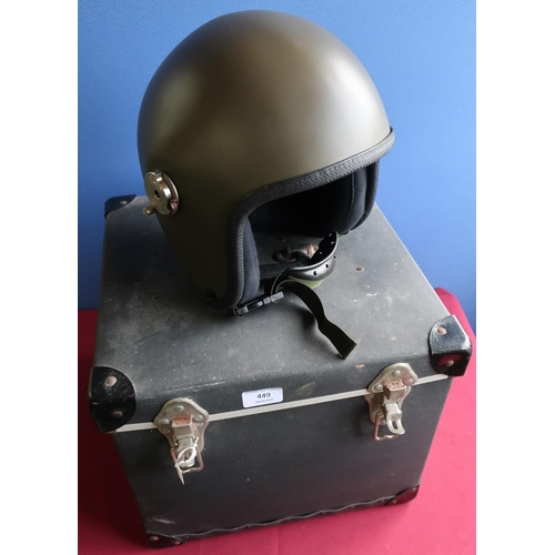 449 - British military vehicle commanders type helmet with comms coax mount, with carry case