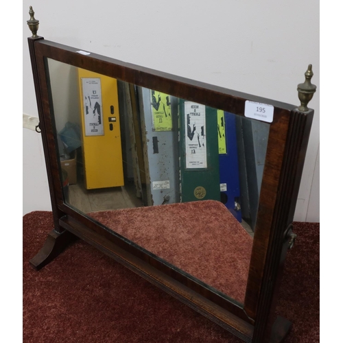 84 - 19th C mahogany framed free standing mirror with urn shaped finials (55cm x 55cm)