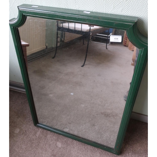 103 - 19th/20th C wall mirror with green painted wooden frame (56cm x 77cm)