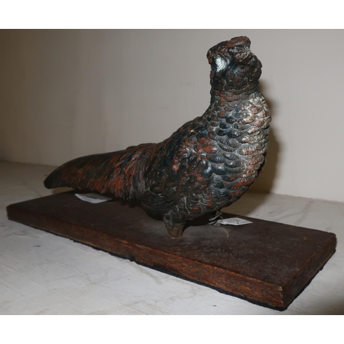326 - Large cold painted bronze figure of a cock pheasant (lacking legs) (height 14cm)