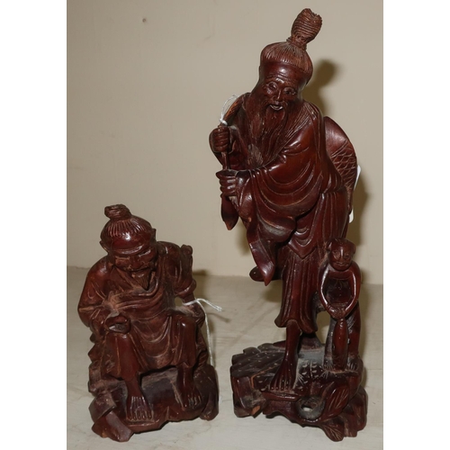 338 - Two Chinese carved root wood carvings