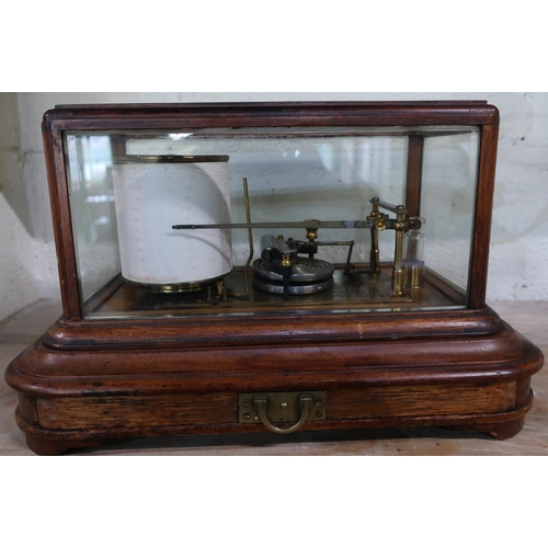 87 - Edwardian mahogany cased Standley Belcher & Mason of Birmingham Simplex Barograph RD468791, with dra... 