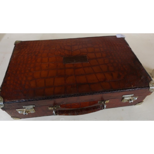 10 - c.1920's crocodile skin attache case by J. C. Vickery  Regent Street, the case with fully fitted int... 