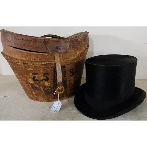 3 - Victorian top hat by Tress & Co London, Sydney and Calcutta (height 16cm), with leather travelling b... 