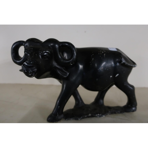 37 - Large carved Chinese stone figure of a water buffalo (height 20cm)
