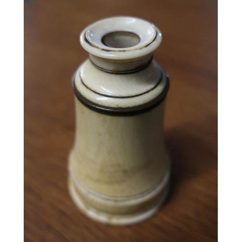 51 - Early - mid 19th C Ivory cased single drawer monocular  by W Harris & Co, 50 Holborn London