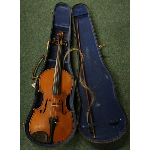 45 - Cased violin with bow with internal label for Lutherie Artistique Jean-Baptiste Colin Annee 1897
