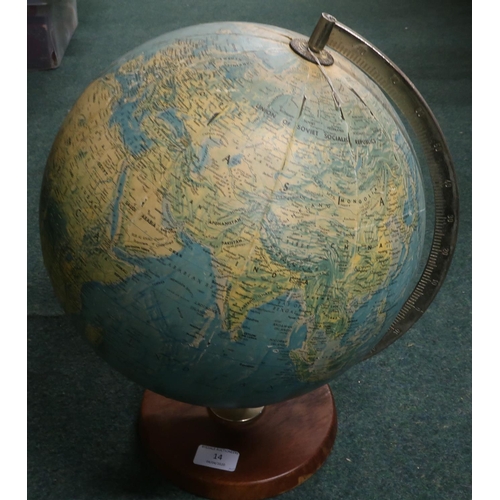 14 - c.1960s/70s desk globe (approx height 40cm)