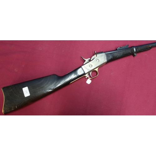69 - Remington Rolling Block Carbine Rifle with 24 1/5 inch barrel, fixed fore sight and half stocked wit... 
