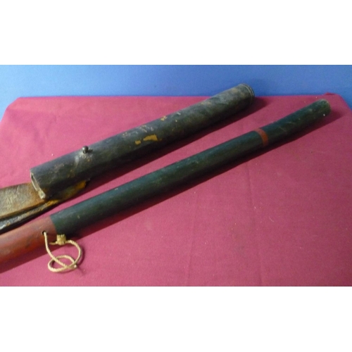 102 - Victorian mounted police truncheon/watchman's stick with ebonised detail and painted crowned VR, com... 