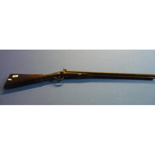 64 - 19th C percussion cap double barrelled sporting gun with 25 1/2 inch damascus barrels, the lock engr... 