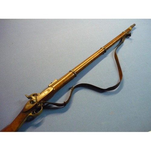 67 - Victorian three band percussion cap rifle with fixed foresight and adjustable rear ladder sight, 38 ... 