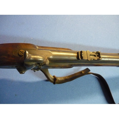 67 - Victorian three band percussion cap rifle with fixed foresight and adjustable rear ladder sight, 38 ... 