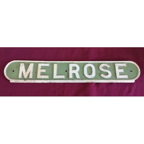 338 - Aluminium green and white painted 'Melrose' seat back sign