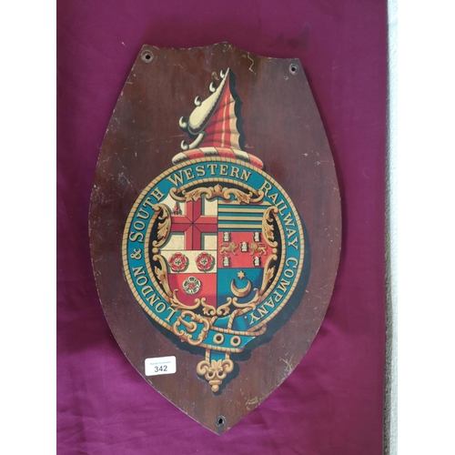 342 - London and Southwestern Railway Company coach crest panel