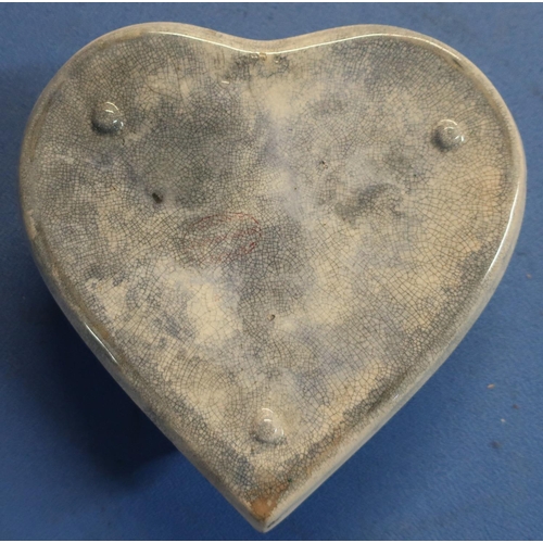 1 - Wemyss heart shaped double inkwell (approx 18cm x 18cm x 7.5cm)