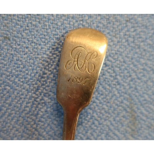 10 - London 1809 silver hallmarked caddy spoon with makers mark for Thomas Hayter with monogram initials ... 