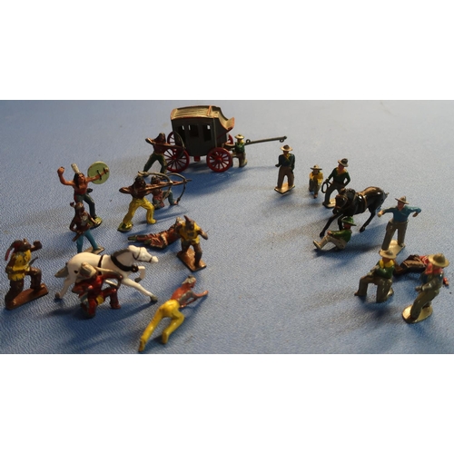 18 - Collection of various Britain's and other lead figures, including stage coach, various Western figur... 