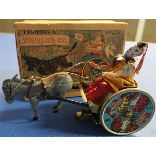2 - Boxed Lehmann's The Stubborn Donkey clockwork toy complete with original box