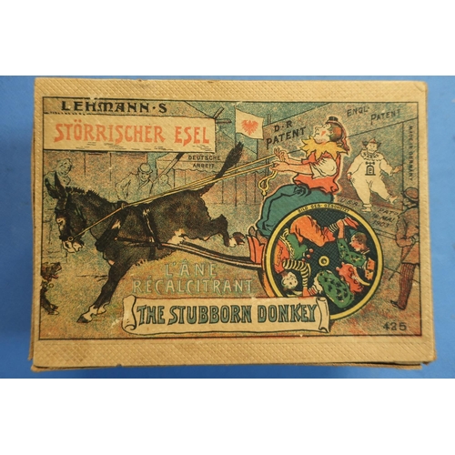 2 - Boxed Lehmann's The Stubborn Donkey clockwork toy complete with original box