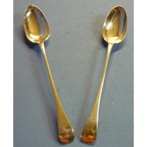 37 - Extremely large pair of old English pattern silver plated gravy spoons (length 33.5cm) (very good co... 