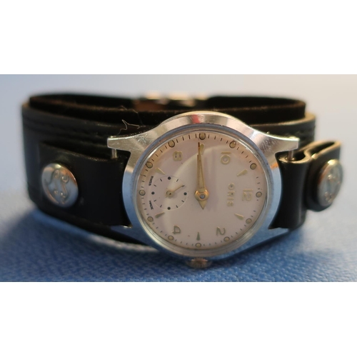 44 - Oris wristwatch with secondary dial, silver cased wristwatch and another by Gruen (3)
