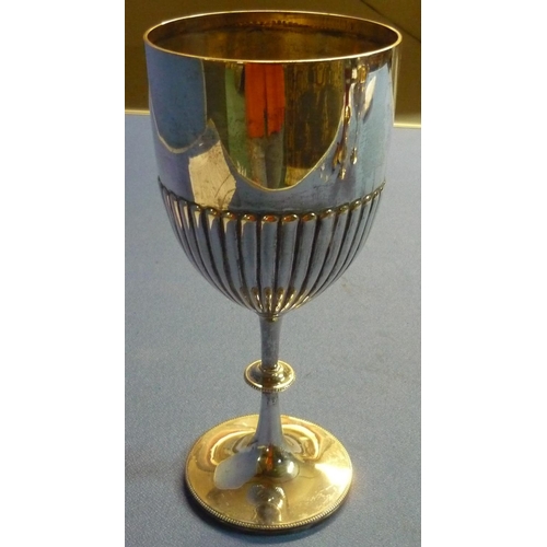 53 - Large London 1889 silver hallmarked trophy cup (unengraved) (height 28.5cm) (dent to base)