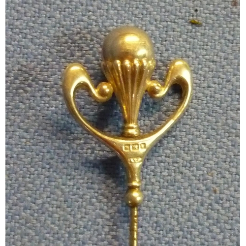 61 - Silver hallmarked child's horner art nouveau hatpin (length 28cm)