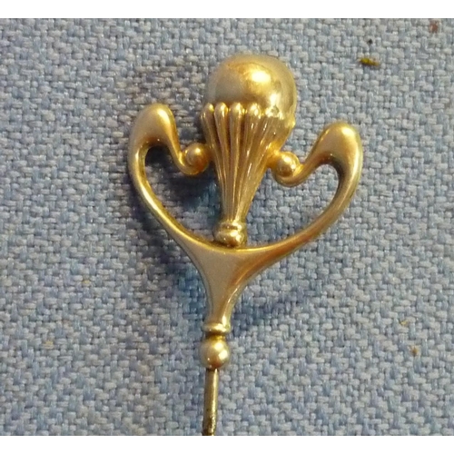 61 - Silver hallmarked child's horner art nouveau hatpin (length 28cm)