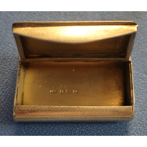 8 - Birmingham 1933 silver hallmarked rectangular snuffbox with hinged top and gilt interior, makers mar... 