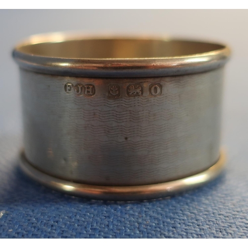 15 - Cased Birmingham silver hallmarked napkin ring and a Birmingham 1909 silver hallmarked thimble (2)