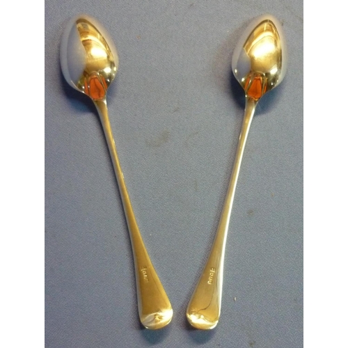 37 - Extremely large pair of old English pattern silver plated gravy spoons (length 33.5cm) (very good co... 