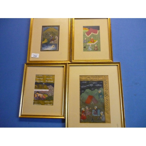 525 - Four framed and mounted artworks of various scenes