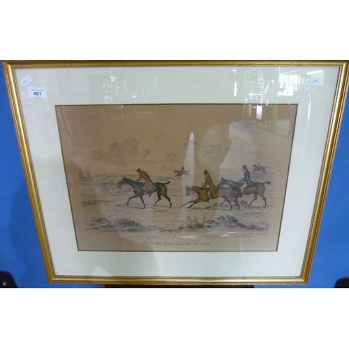 481 - Framed and mounted print of Lord Middleton and Sir Tatton Sykes and his hounds (66cm x 54.5cm)