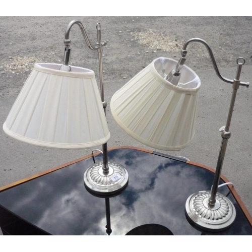 511 - Pair of modern table lamps with adjustable heads (59cm high)