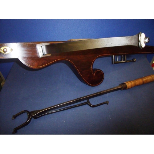 31 - 17th C style quality made composite crossbow with rosewood inlaid frame and steel cross piece, with ... 