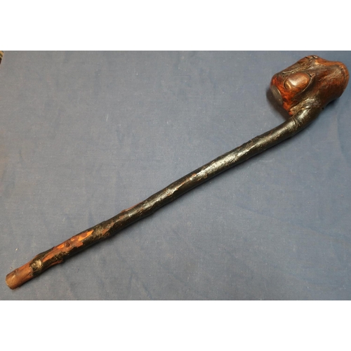 22 - 19th C Irish Shillelagh wooden club inset with white metal engraved presentation disk inscribed 'Pre... 
