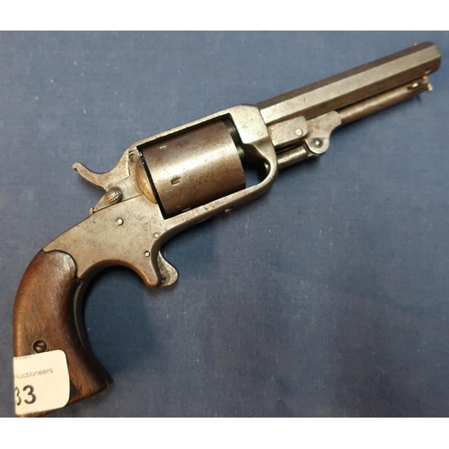 33 - American J. Reid of N.Y City .30 rimfire revolver, the 3 1/2 inch octagonal barrel with engraved det... 