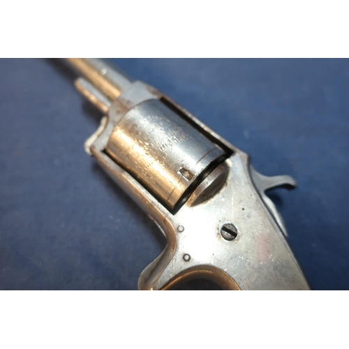 37 - Invincible No.2 .32 rimfire revolver with nickle plated finish, 2 1/2 inch barrel and two piece wood... 