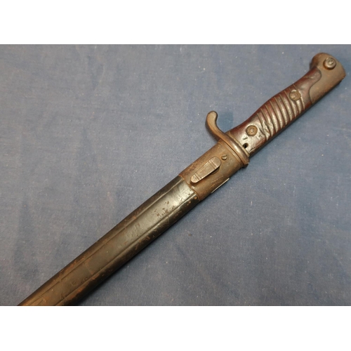 42 - Mauser 1898 quill back bayonet with 20.5 inch blade with double edged point and single fuller stampe... 