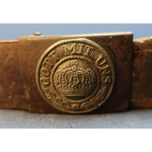 61 - German WWI leather belt complete with buckle